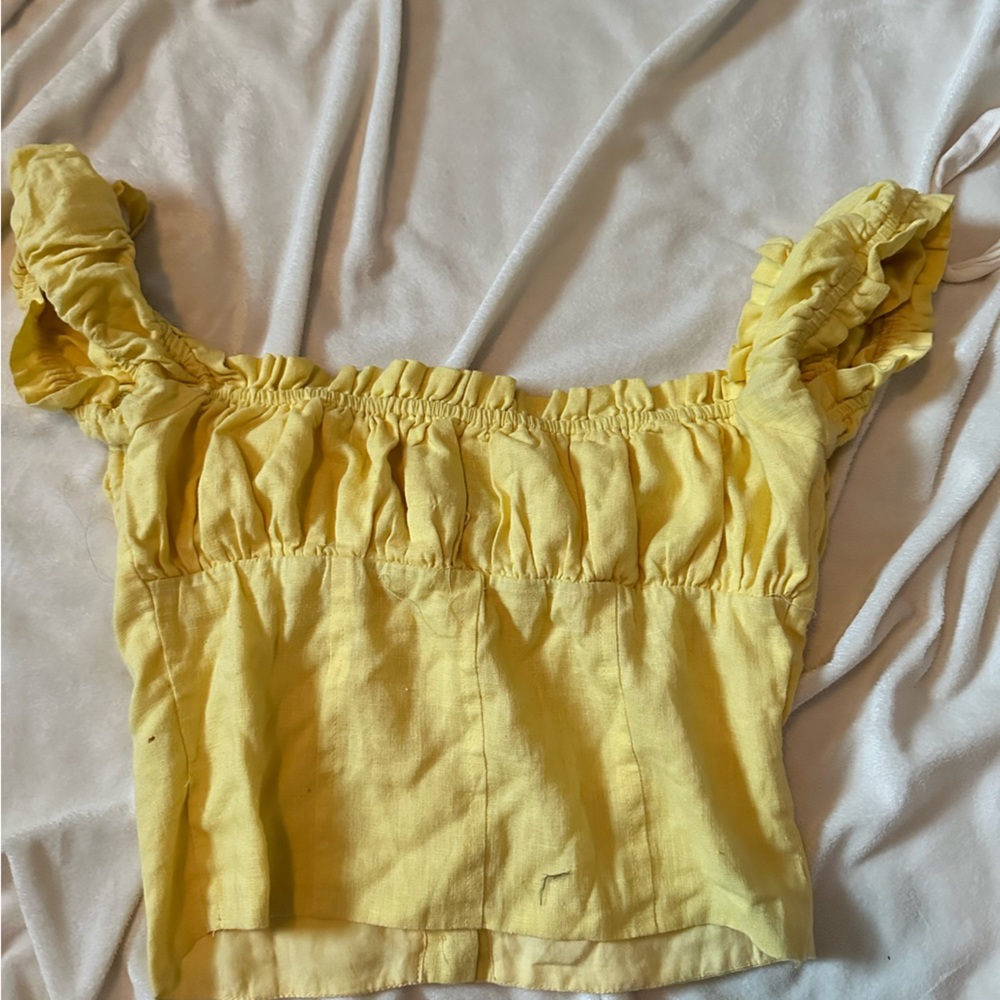 Princess Polly Yellow Elouise Crop Top US size 2 - Picture 4 of 5